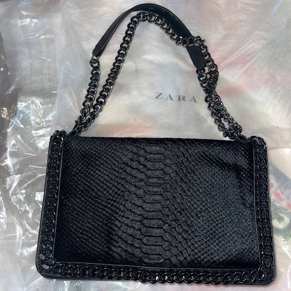 ZARA Faux Leather & Ponyhair Flap Bag